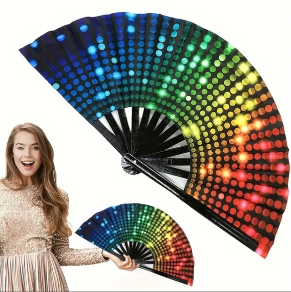 Colorful Dotted Hand Fan - Picture 2 of 6